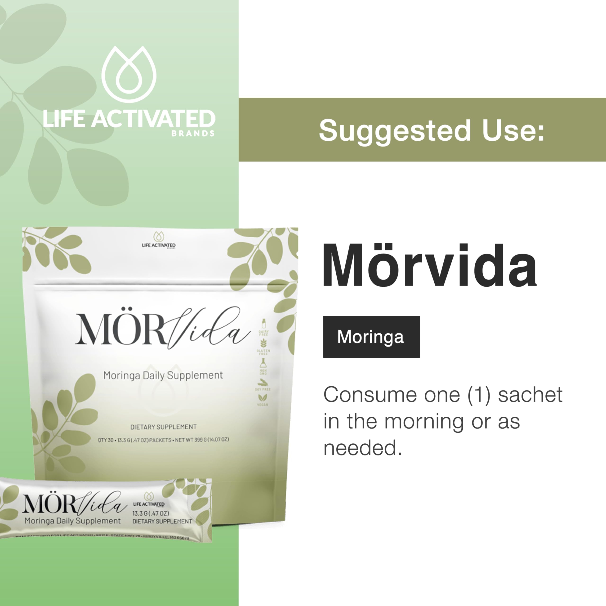 Mörvida Daily Supplement - Moringa Oleifera from The Himalayas - High in Vitamin C, Calcium & Protein -Rich in Minerals, Protein & More - 30 Sachets