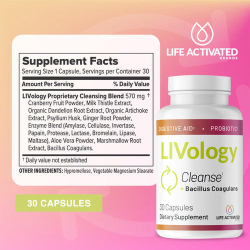 LIVology Cleanse - Nightly Defense for Less Bloating, Improve Food Processing & Gut Health - Vegan & Non-GMO, Gluten, Dairy & Soy-Free - 30 Capsules