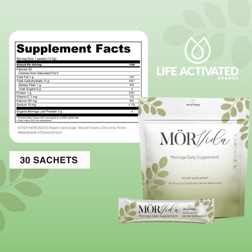 Mörvida Daily Supplement - Moringa Oleifera from The Himalayas - High in Vitamin C, Calcium & Protein -Rich in Minerals, Protein & More - 30 Sachets