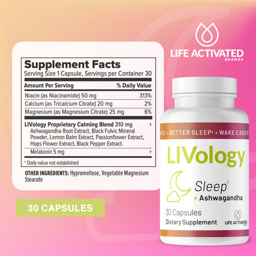 Life Activated LIVology Evening Cravings & Evening Wellness - Vegan, Non-GMO, Dairy-Free, Soy-Free - Well-Being Formula for Peaceful Night Support - 30 Capsules